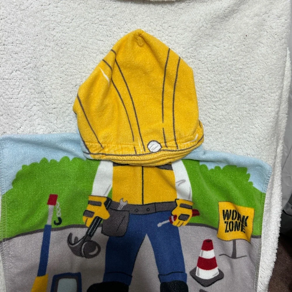 Boathouse For Kids Construction Theme Hooded Bath Towel‎ Poncho Work Zone Trucks